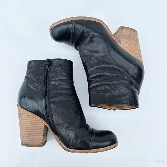 Coclico Celie Black Leather Ankle Boot Block Chunky Wooden 6.5 Heel 36.5 - Picture 8 of 10